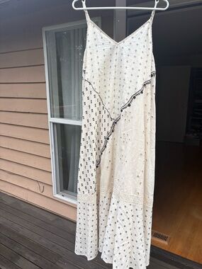 Zara Cream Maxi Dress with Dark Embroidered Accents
